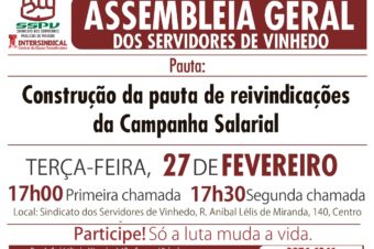 Assembleia definirá pauta de reivindicações da Campanha Salarial 2018