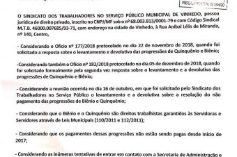 Biênio e quinquênio: prefeitura foge do diálogo e insiste no calote