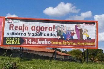 SSPV convoca Greve Geral em outdoors pela cidade: “Reaja agora ou morra trabalhando!”