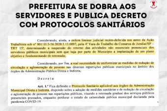 Prefeitura se dobra aos servidores e publica decreto com protocolos sanitários