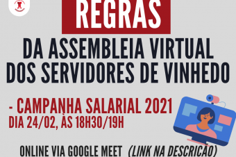 Regras da Assembleia virtual do dia 24/02